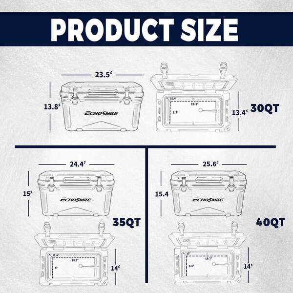Tunearary 40 qt. Outdoor White Insulated Box Cooler with
