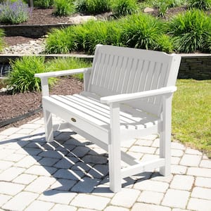 Exeter 52 in. 2-Person White Plastic Outdoor Bench