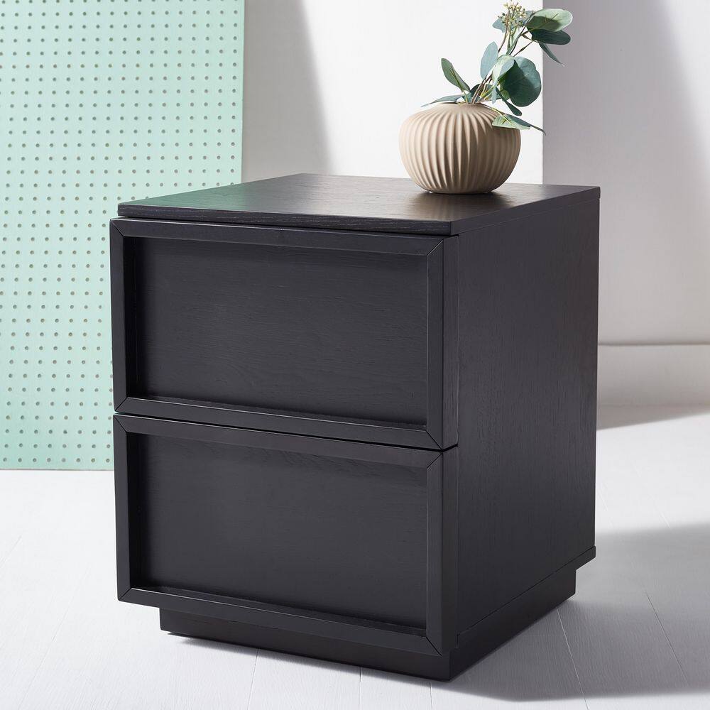 Zeus Black 2 Drawer Nightstand