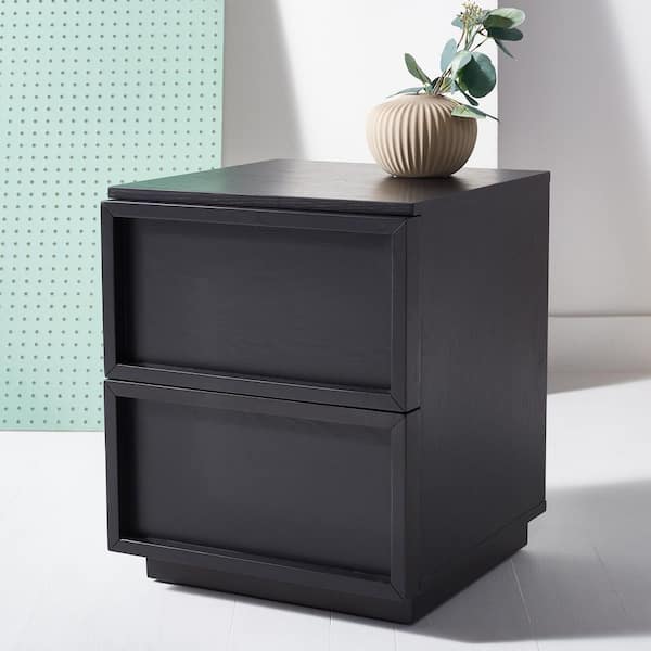 Zeus Black 2 Drawer Nightstand