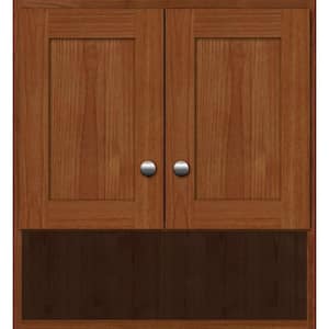 Shaker 24 in. W x 8.5 in. D x 26 in. H Simplicity Wall Cabinet/Toilet Topper/Over the John in Medium Alder