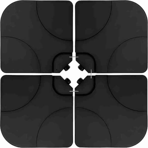 4pcs Cantilever Offset Patio Umbrella Base with U Locking Shape Weights Water, Umbrella Square Base in Black