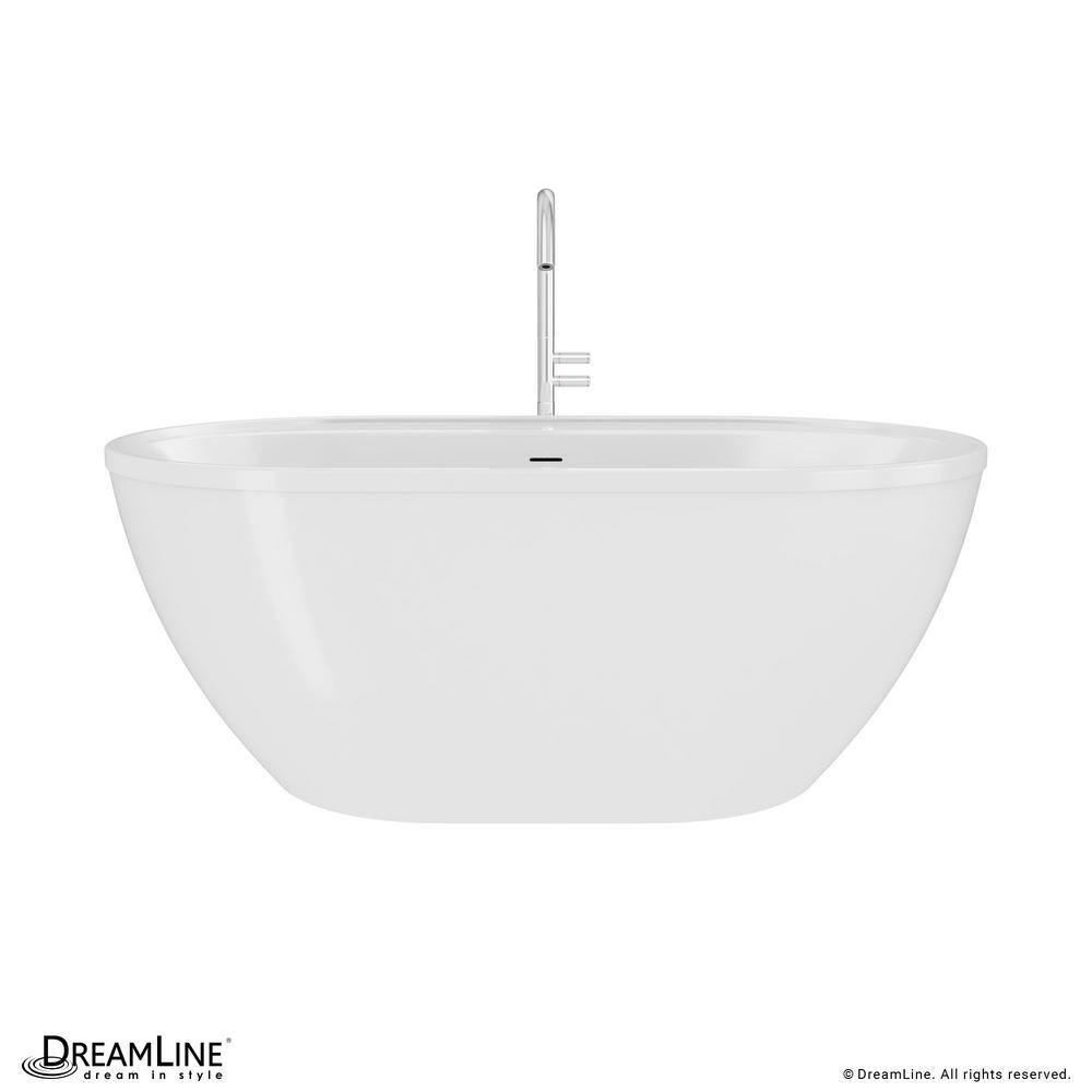Essence 60-Inch White Acrylic Freestanding Oval Bathtub