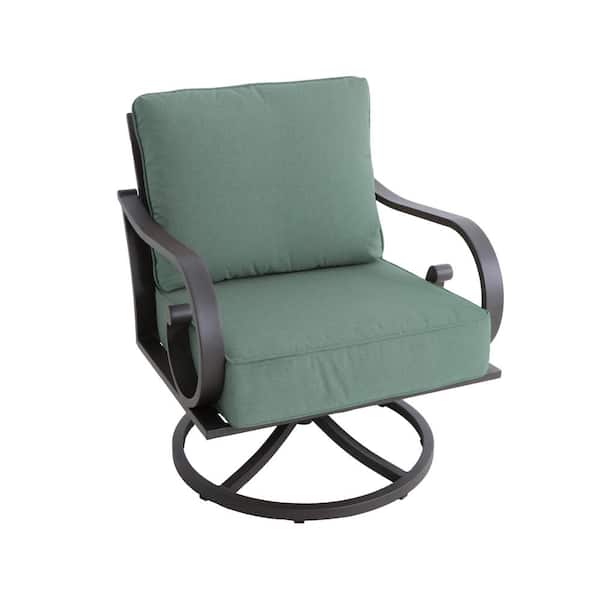 Royal Garden Milano Brown Swivel Metal Outdoor Lounge Chair with Teal Cushions (2-Pack)