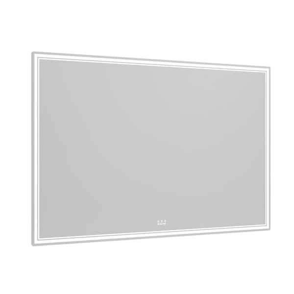 Unbranded 60 in. W x 40 in. H Oversized LED Bathroom Frameless Mirror Wall Mounted Mirror with 3 Color Modes in Silver