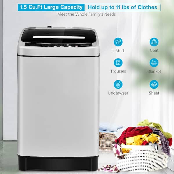 FOHERE Full Automatic Washing Machine, 1.5 Cubic feet 11 lbs Capacity  Portable Machine, 8 Programs 10 Water Levels Energy Saving Top Load Washer  for Apartment Dorm 