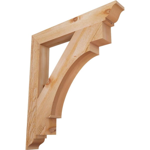 Ekena Millwork 4 in. x 34 in. x 30 in. Western Red Cedar Merced Traditional Rough Sawn Bracket