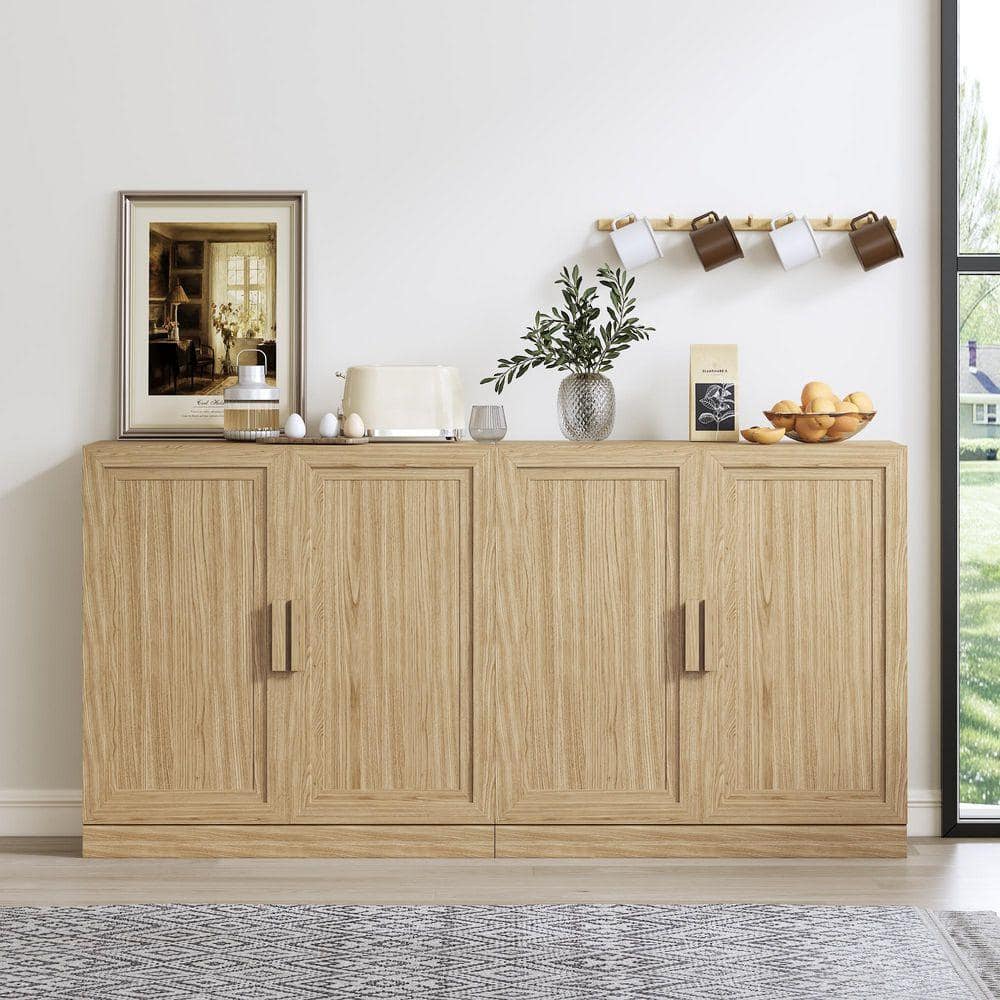 【vani】キャビネット Polibi White 47. 10in. W x 70.90 in. H Pantry Storage Cabinet with