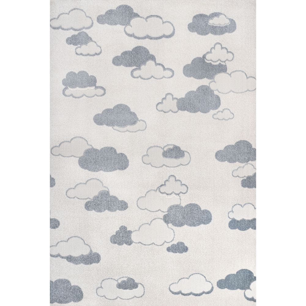 Hedwig Rug JONATHAN Y Hedwig High-Low Youth Cloud Scandi Ivory/Blue 5 ft. x 8 ft ...
