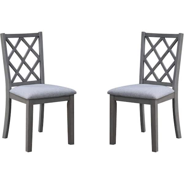 HOME IMPORTS EMPORIUM Gray/Gray Fabric Upholstered Wood Frame Dining Chair, Set of 2, Sturdy Dining Chair for Dining Rooms