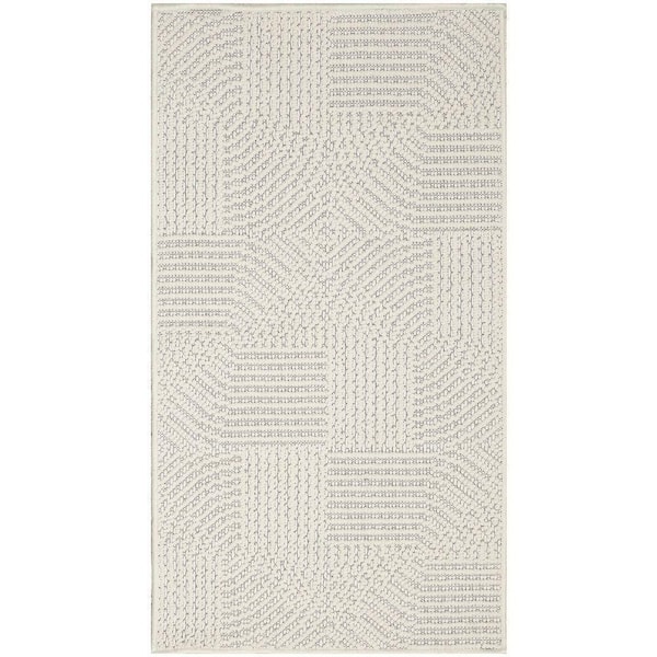 Textured Home Ivory 2 ft. x 4 ft. Geometric Contemporary Area Rug