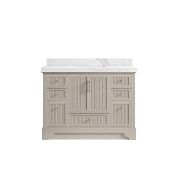 Willow Collections Alys 48 in. W x 22 in. D x 36 in. H Single Sink Bath Vanity in Fine Grain with 2 in. Calacatta Nuvo Qt. Top