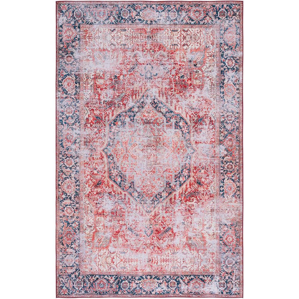 Tuscon Rust/Navy 5 ft. x 8 ft. Machine Washable Distressed Medallion Area Rug price history on PriceWatchPro