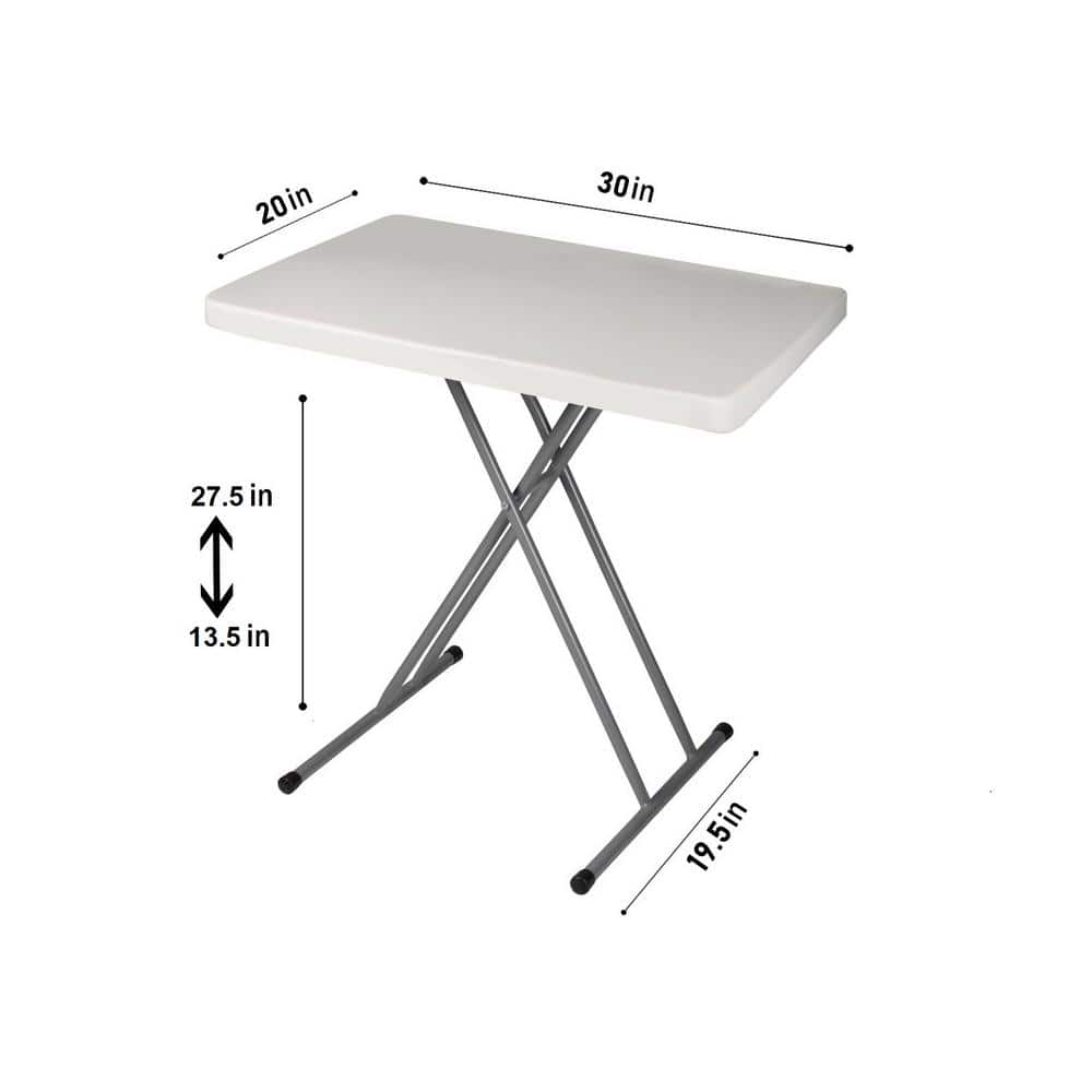 Speckled Gray Adjustable Height Folding Card Table with Steel Frame