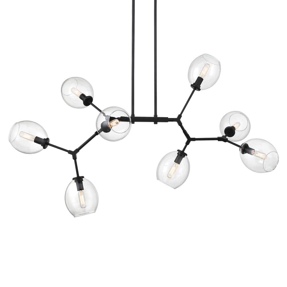 George Kovacs Nexpo 8-Light Black Island Chandelier with Clear Glass ...