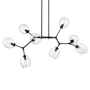 Nexpo 8-Light Black Island Chandelier with Clear Glass Shades