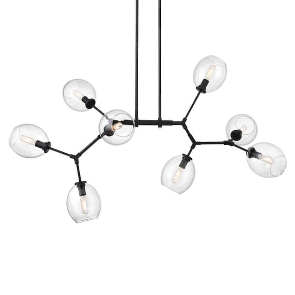 George Kovacs Nexpo 8-Light Black Island Chandelier with Clear Glass Shades