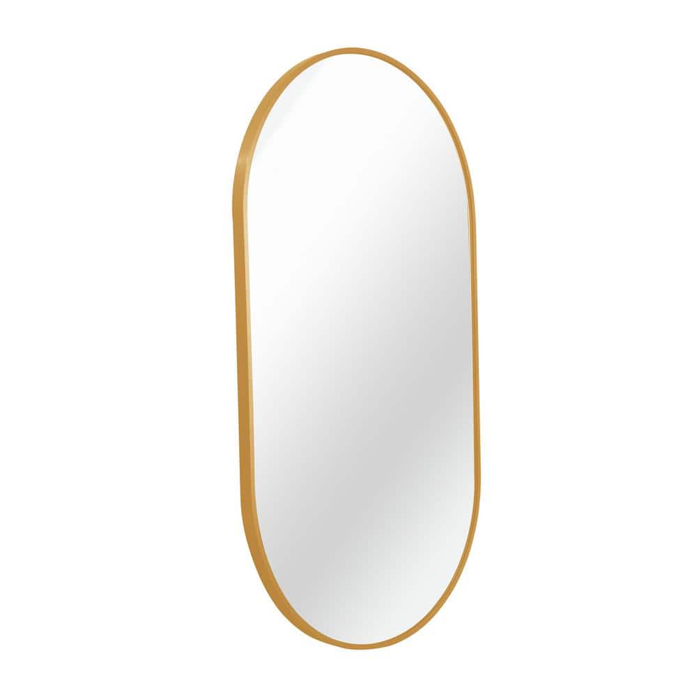 20 in. W x 28 in. H Pill Shpaed Oval Aluminium Alloy Frame Gold Wall Mirror price history on PriceWatchPro