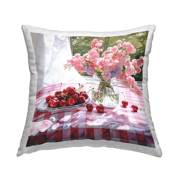 Stupell Industries Cherry Blossoms & Cherries Outdoor Printed Throw Pillow by RB