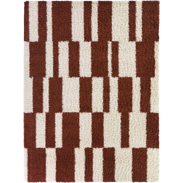 Grissom Rust 5 ft. 3 in. x 7 ft. Checkered Area Rug