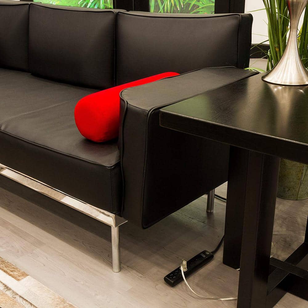 Black 6-Outlet Power Strip with 2-Foot Rubber Cord