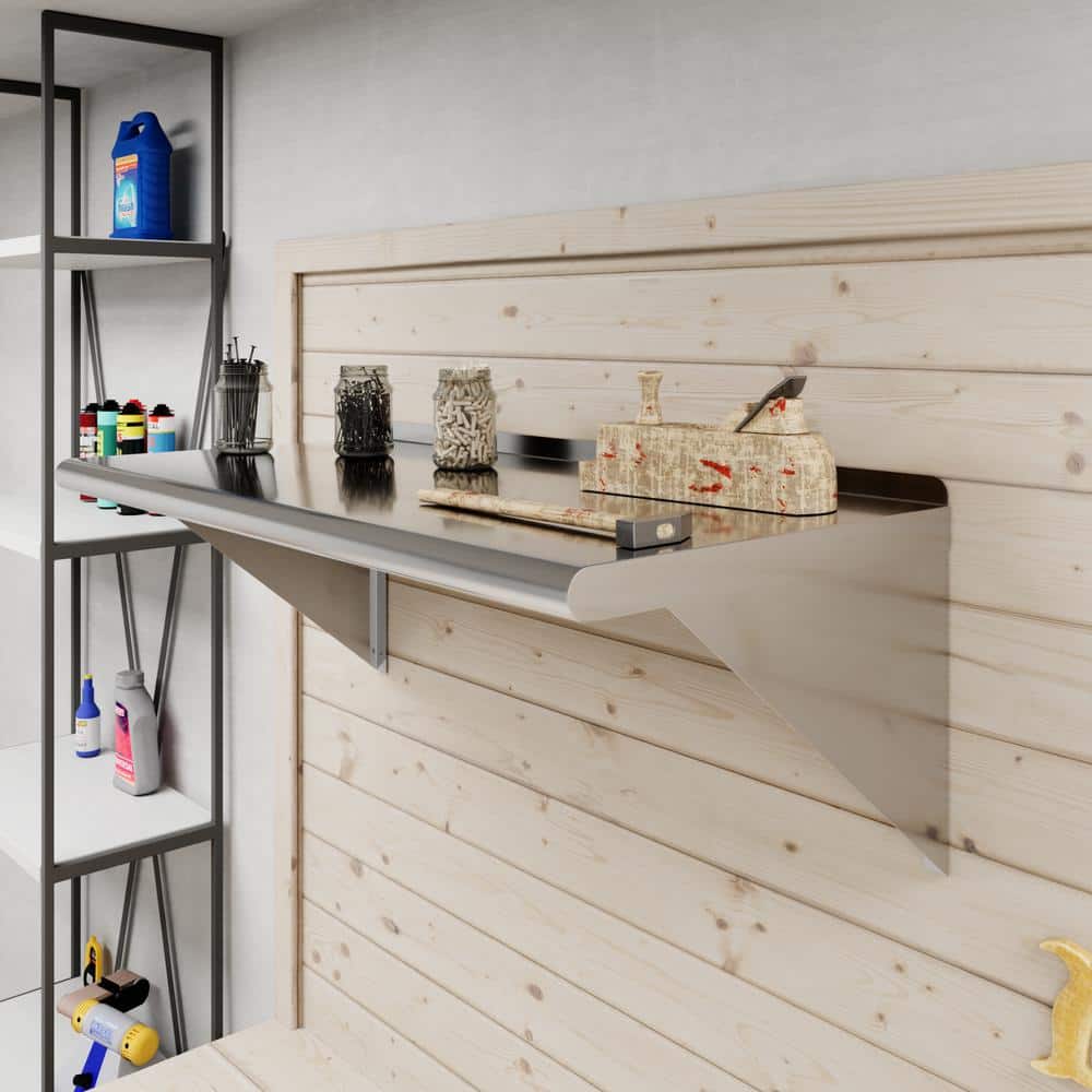 36" x 18" Stainless Steel Wall Mounted Shelf with Brackets