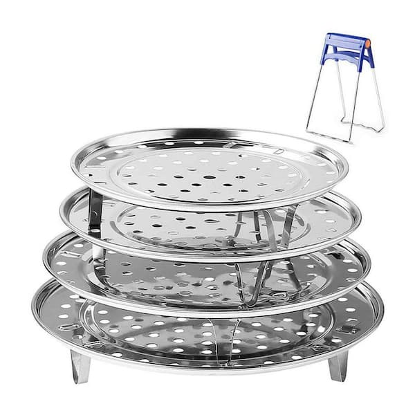 Stainless Steel Steamer Rack 4 Pack Silver Finish for Pressure Cooker Canning Steaming Baking Kitchen Tray