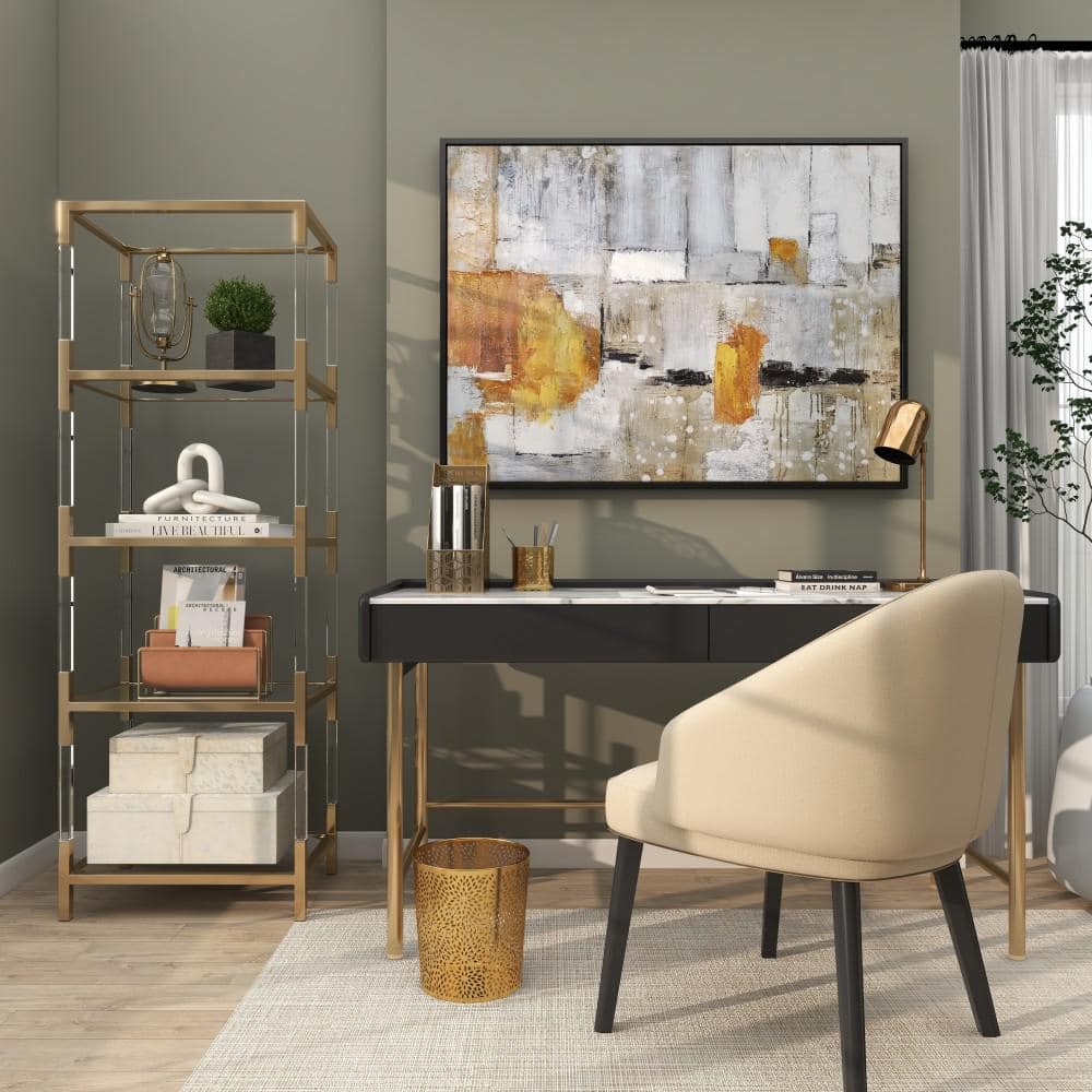Gold and Clear Glass 5-Tier Shelving Unit with Acrylic Legs