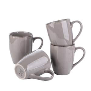 Series Navia Jardin 11oz. Mugs 4- Pieces Gray Extra Large Coffee Hot Cocoa Mugs Service for 4