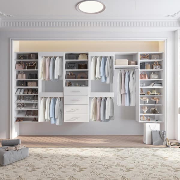Luxeyard 46 in W White Modular Closet System Wood Closet Organizer