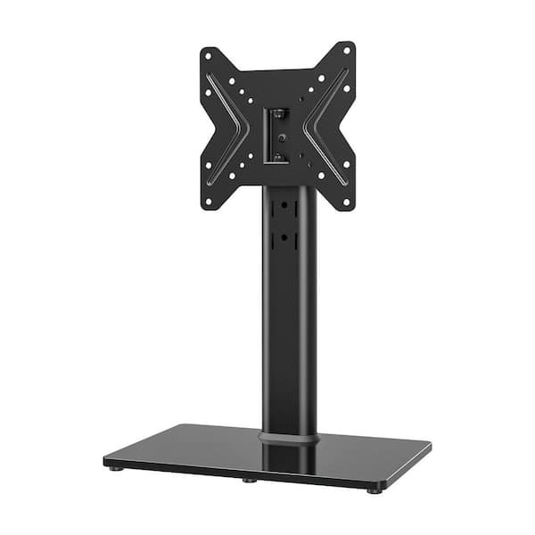 Universal Swivel TV Table Top Stand Adjustable Height Tempered Glass Base Holds up to 99 lbs. 19-43 in. Black