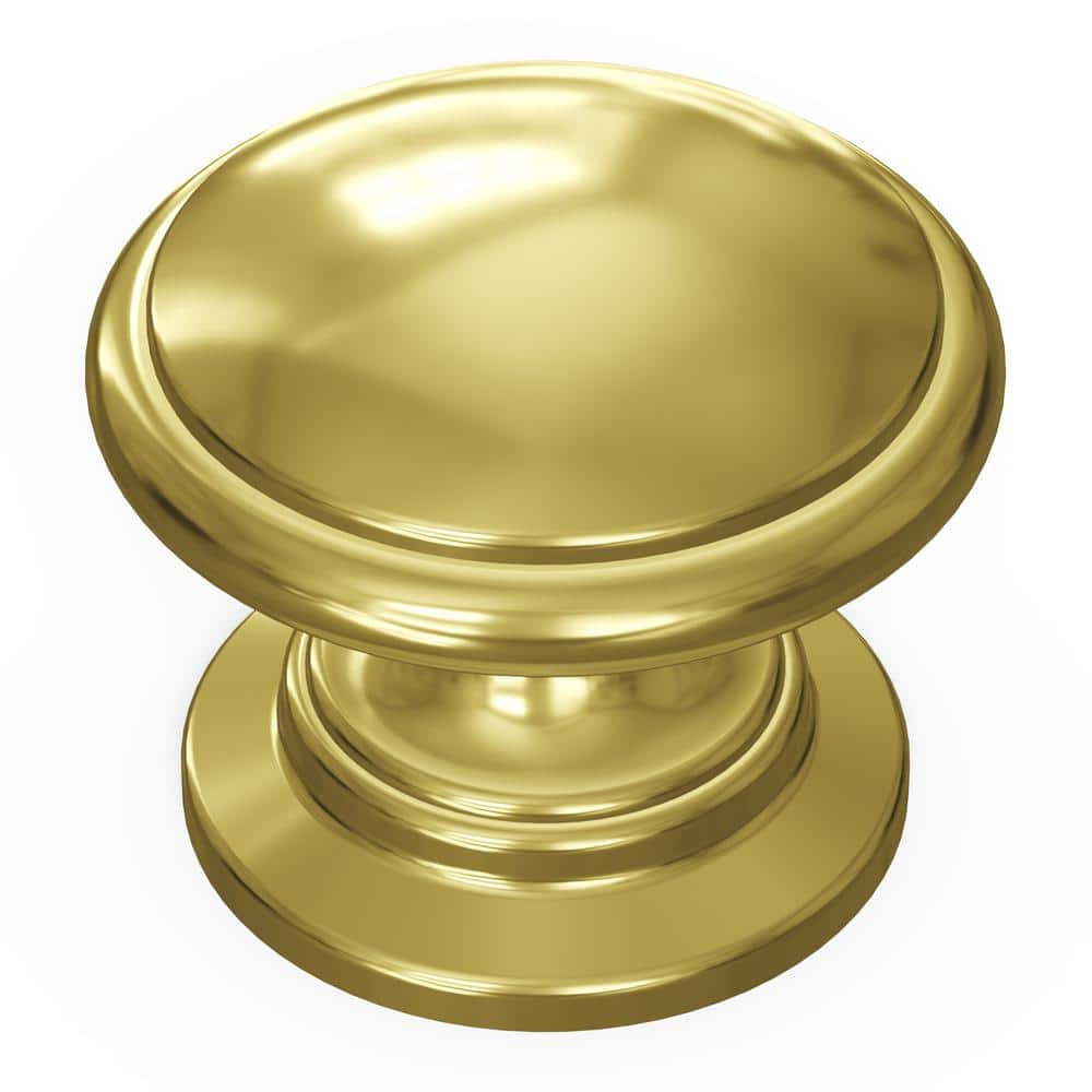 Polished Brass Round Mushroom Cabinet Knob with Mounting Hardware