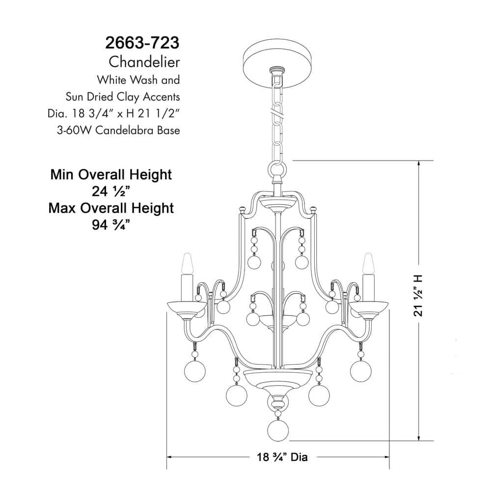 Colonial Charm Mini 3-Light Old World Bronze & Walnut Chandelier