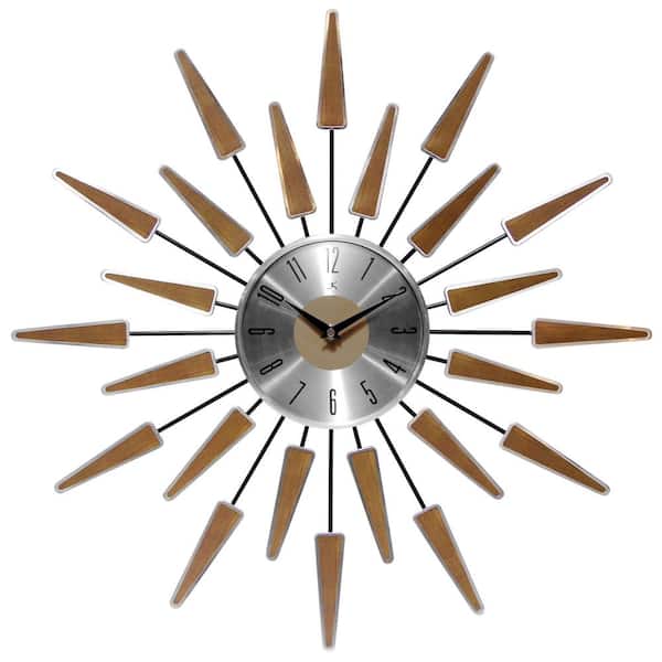 Infinity Instruments Satellite Walnut Look Wall Clock