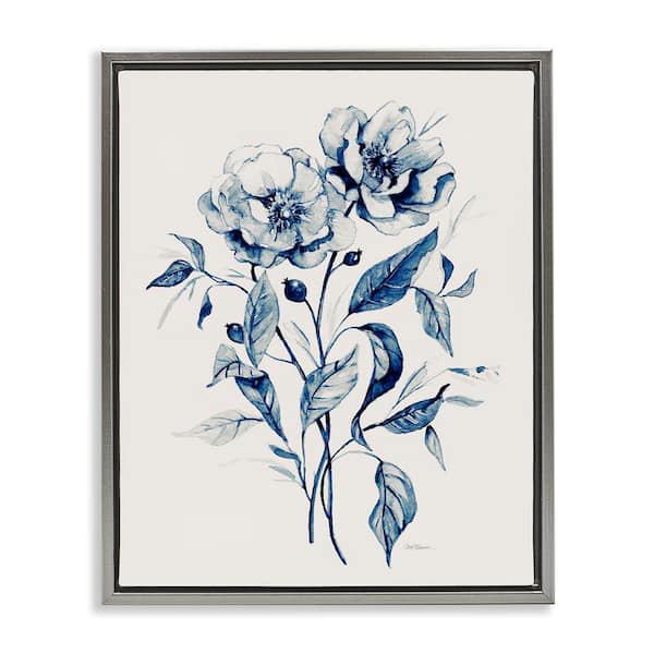 Stupell Industries Vintage Flower Bundle by Carol Robinson Gray Floater Frame Nature Graphic Art Print 21 in. x 17 in.
