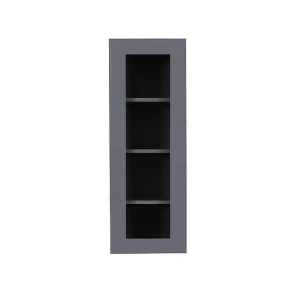 LIFEART CABINETRY Lancaster Gray Plywood Shaker Stock Assembled Wall Glass Door Kitchen Cabinet 12 in. W x 42 in. H x 12 in. D