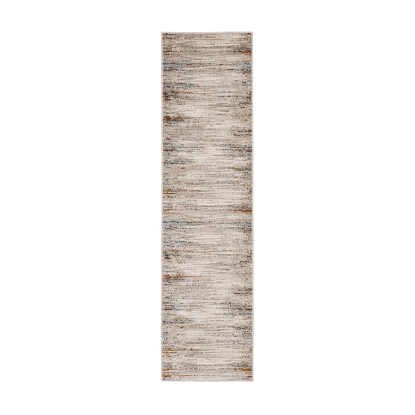 Clinton Blue 2 ft. x 8 ft. Modern Contemporary Abstract Striped Runner Rug