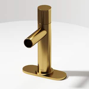 Ashford Single Handle Single-Hole Bathroom Faucet Set with Deck Plate in Matte Brushed Gold