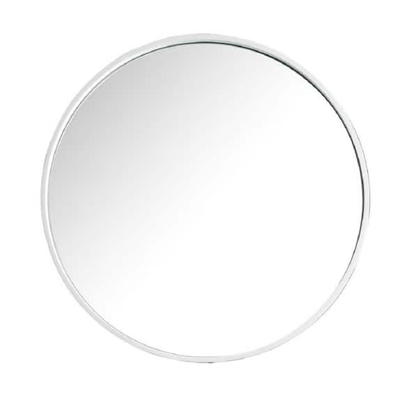 James Martin Vanities Montreal 30.4 in. W x 30.4 in. H Framed Circular Wall Mirror in Glossy White