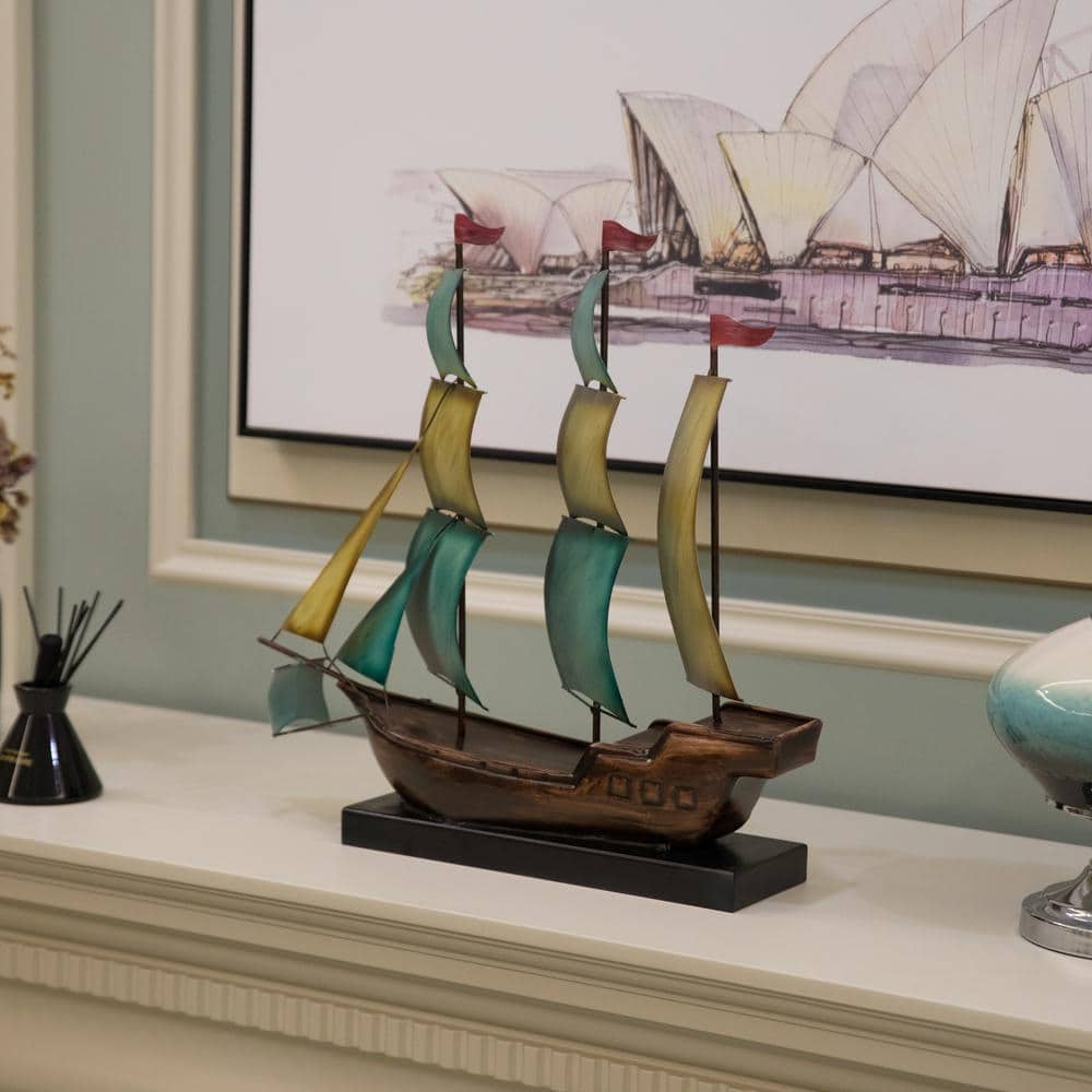 Colorful Nautical Metal Sailboat Desktop Decoration