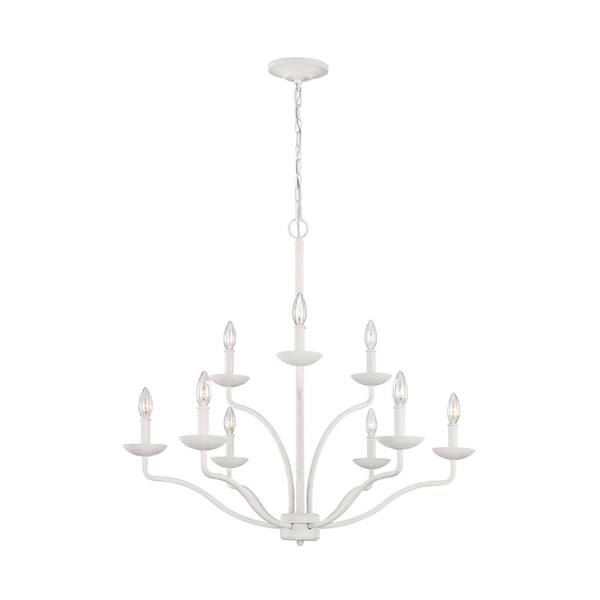 Generation Lighting Annie 9-Light Plaster White Traditional Rustic Hanging Candlestick Chandelier