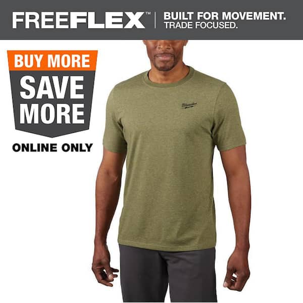 Men's Small Green Cotton/Polyester Short-Sleeve Hybrid Work T-Shirt