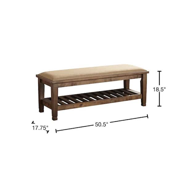 16.54 in. x 23.62 in.x 11.82 in. Natural Brown Solid Wood Shoe Bench, Beech Wood Storage Rack Organizer, Nature