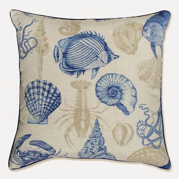 Pillow Perfect Tropical Blue Square Outdoor Square Throw Pillow