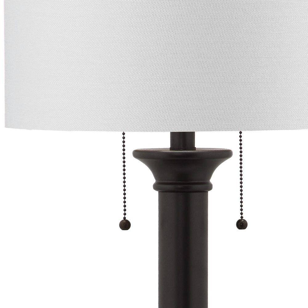 Estilo 36'' Silver Grey Metal Column Table Lamp Set with White Shade