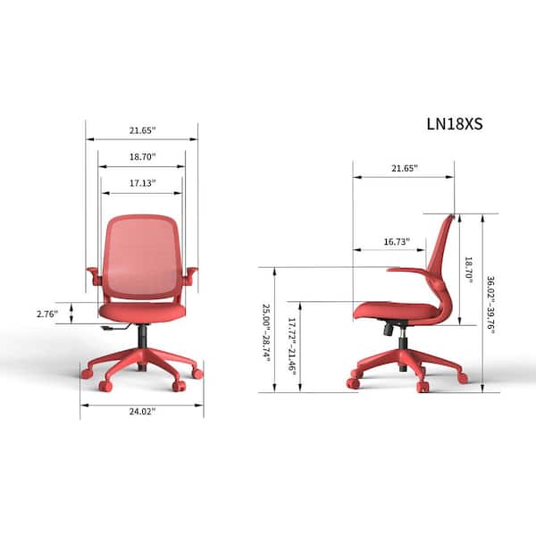 Fabric Adjustable Height Ergonomic Office Chair in Red