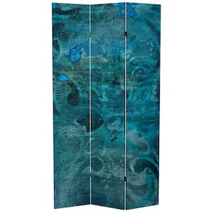 7 ft. Tall Deep Blue Sea Canvas 3-Panel Room Divider