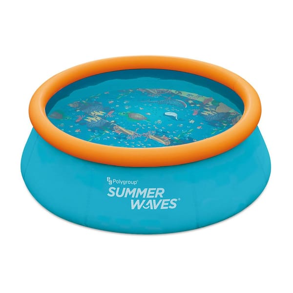 Summer Waves 8 ft. W Inflatable Quick Set Pool with 3D Graphics and Goggles