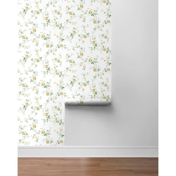 NextWall Blue Stream and Buttercup Floral Bunches Vinyl Peel and Stick  Wallpaper Roll (30.75 sq. ft.) NW50502 - The Home Depot