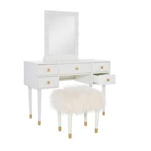 Gage 2 Piece White Makeup Vanity Set with Lighted Mirror